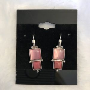 Pink n silver drop earrings
